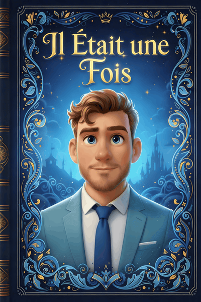 Illustrated storybook cover in a Disney-inspired AI style titled Il était une fois